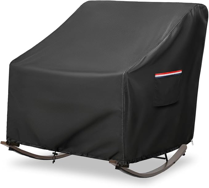 Outdoor Rocking Chair Cover 600D Heavy Duty Waterproof Patio Egg Rocking Chair Covers,for 41" W x 45" D x 31" H Outdoor Papasan Rocking Chair Blck