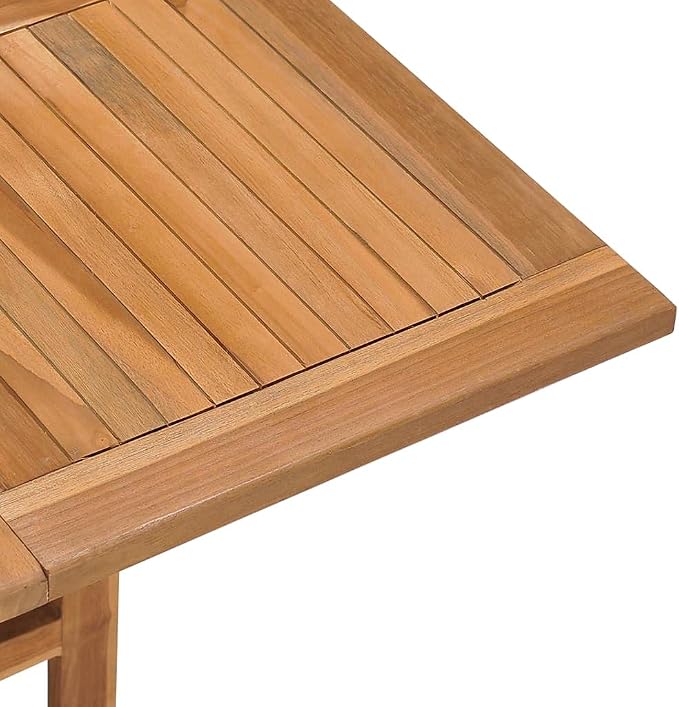 Folding Garden Dining Table Teak Brown Solid Wood Foldable Outdoor Furniture for Patio Balcony Table Garden 35.4 in x 35.4 in Seats 4