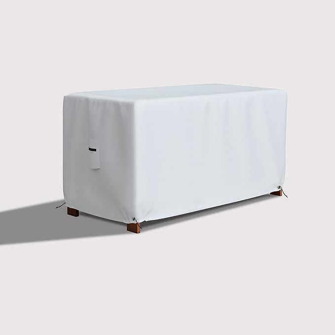 Covers & All Patio Deck Box Cover - Heavy Duty 12 Oz Waterproof Outdoor Yard Cushion Storage Box Protection 100% Weather Resistant with Air Pockets and Drawstring. (52" W X 27" D X 27" H, White)