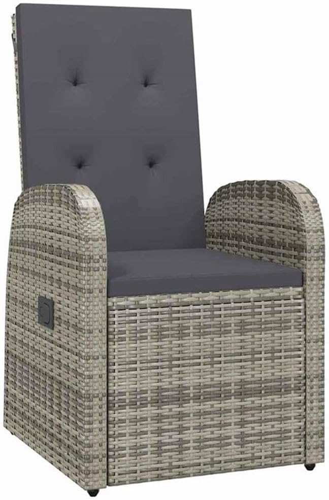 Afuera Living 5 Piece Poly Rattan Patio Dining Set, Black Finish, Powder-Coated Steel Frame with Tempered Glass Table, Weather-Resistant Cushions, Adjustable Backrest, Modern Outdoor Furniture for