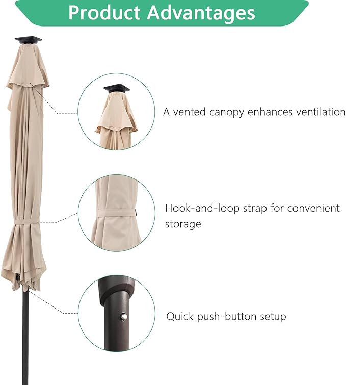 Helios&Hestia 9 ft Small Half Round Solar Powered Wall Outdoor Market Patio Umbrella with LED Lights and Tilt for Garden, Deck, Balcony