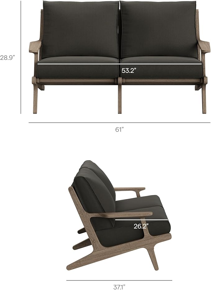 Modway Saratoga 4-Piece Outdoor Furniture Set in Flint Gray - Patio Conversation Set with Sofa, Loveseat, Side Table and Coffee Table