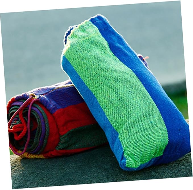 HEMOTON Outdoor Camping Canvas Hammock 190x85cm Striped Portable Hanging Chair for Patio Backyard Garden Swing with Rainbow Color