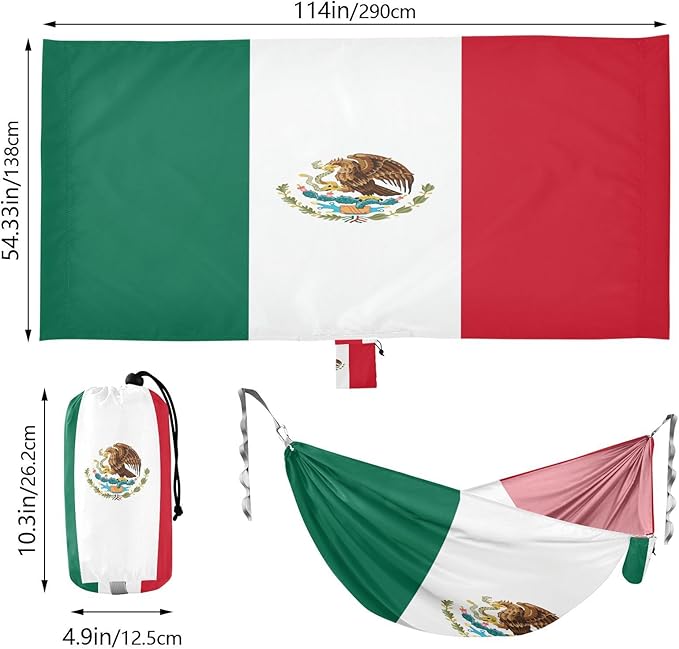 National Flag of Mexico Hammocks with Portabl Carry Bag Backyard Hammock for Indoor Outdoor Patio