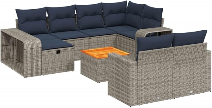 vidaXL Patio Sofa Set with Cushions 11 Piece, Outdoor Sectional Sofa Couch, Patio Conversation Set for Garden Backyard, Gray Poly Rattan