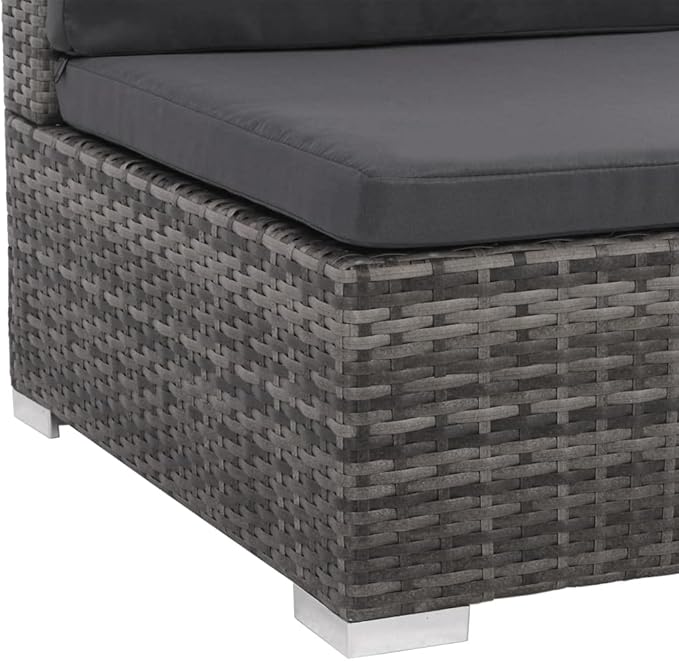 vidaXL Patio Furniture Set 12 Piece, Patio Conversation Set with Cushions, Outdoor Sectional Sofa with Coffee Table for Garden, Poly Rattan Gray