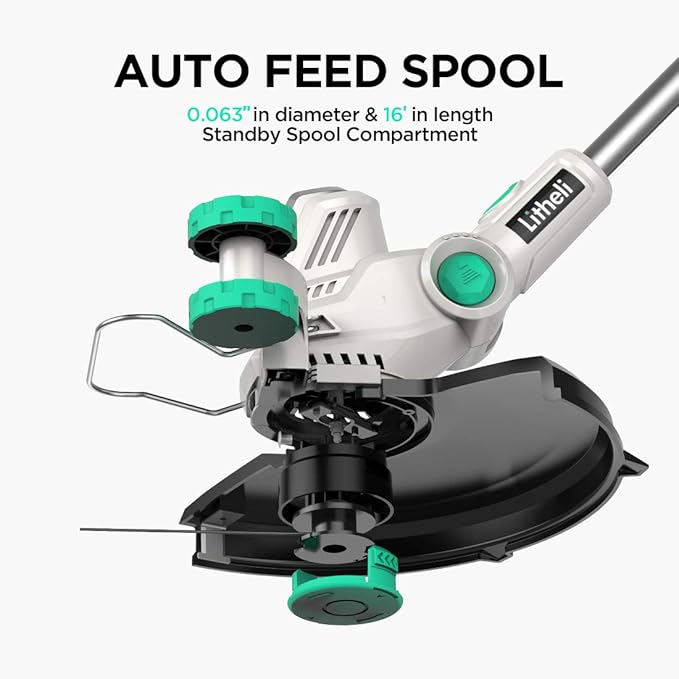 Litheli 40V Cordless String Trimmer, 13" Battery Powered Grass Trimmer & Wheeled Edger, Automatic Line Feed, 2.0Ah Battery and Charger, for Grass Trimming/Edging
