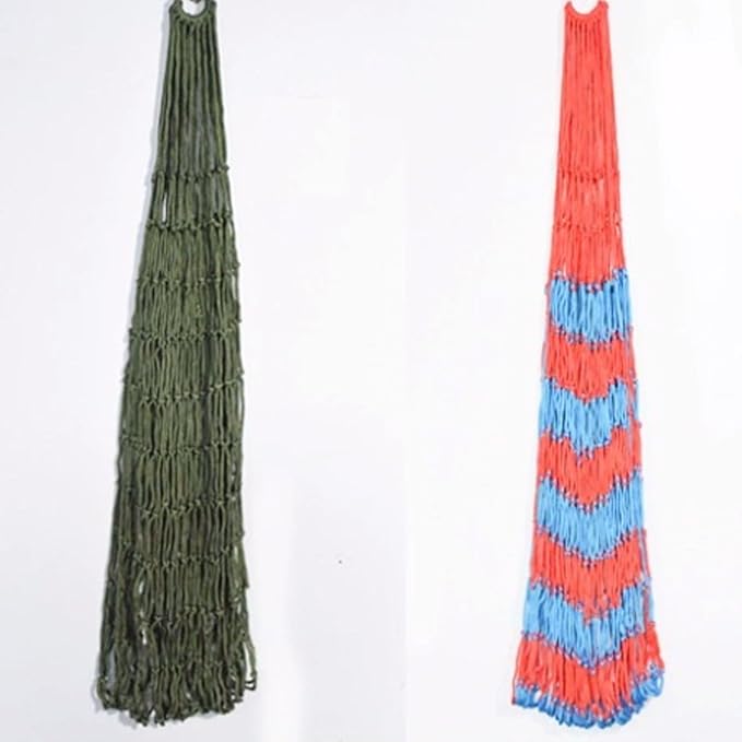 Nylon Rope Hammock 9 Groups 18 Knotted Ropes Mesh Outdoor Camping Hammock with Storage Bag Easy to Set Up(Green)