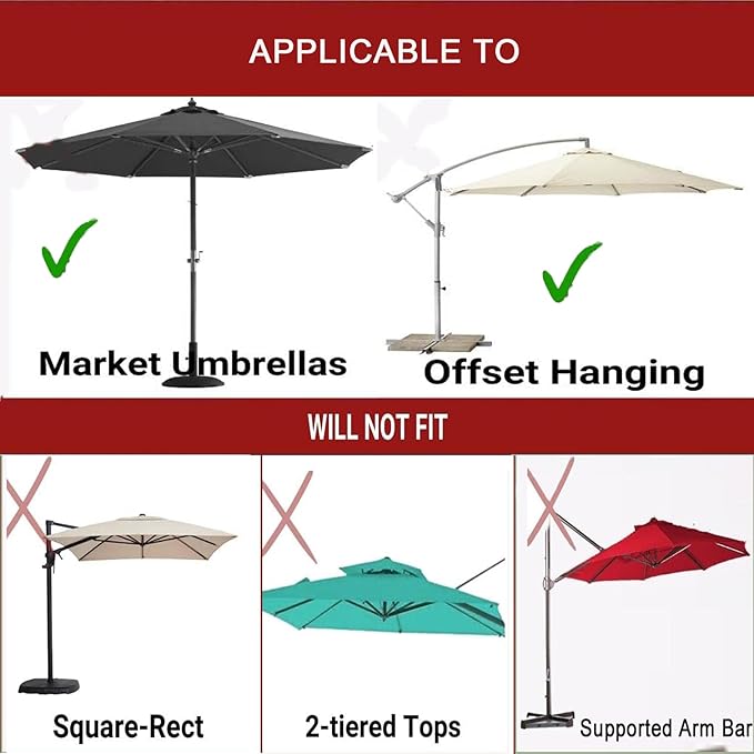 9FT Patio Umbrella Replacement Canopy Cover 6 Ribs 8 Ribs Waterproof UV Resistant for Market Umbrella Canopy, Garden, Lawn, Backyard, Pool