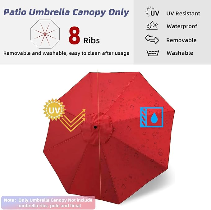 Patio Umbrella 9 ft Replacement Canopy for 8 Ribs-Canopy Only