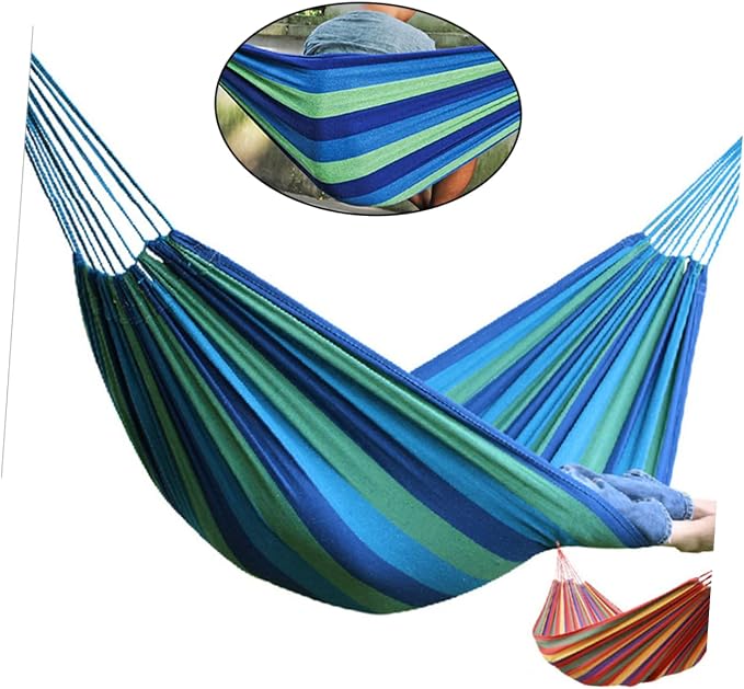 BESPORTBLE Travel Essential Outdoor Hammock Canvas Swing Seat Stripes Compact for Camping Leisure