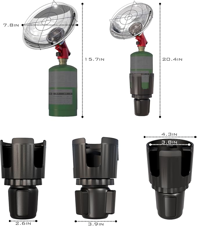 Truwild Upgraded Outdoor Propane Heater 2025, 5500BTU Heater with Adjustable 16oz Cylinder Holder (Gas Cylinder NOT Included), Outdoor Heater for Most Golf Cart EZGO, Yamaha & Club Car