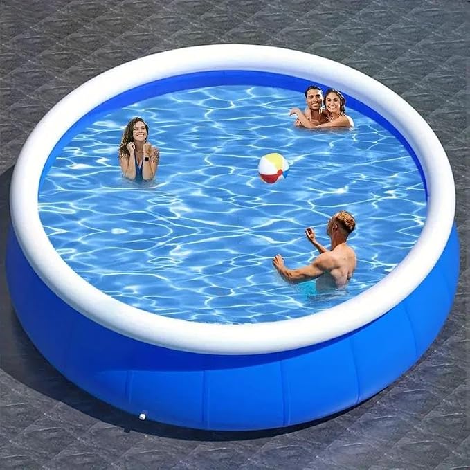 6FT Inflatable Swimming Pool, PVC Above Ground Family Pool, Blue | Durable PVC Construction, Quick Setup, Foldable Design, Ideal for Backyard Summer Fun
