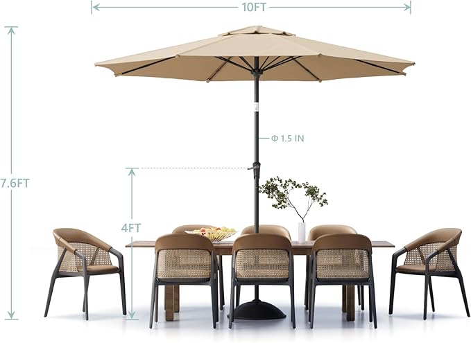 Sannwsg Patio Umbrellas, Pool Umbrella with 8 Sturdy Ribs, Outdoor Umbrella with Push Button Tilt/Crank, Deck Umbrellas, Market Umbrela Table for Backyard, Deck, Garden, Pool