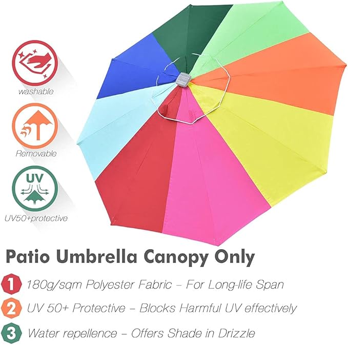 Yescom Patio Umbrella Replacement Outdoor Canopy Beach Backyard Market Table Top Cover