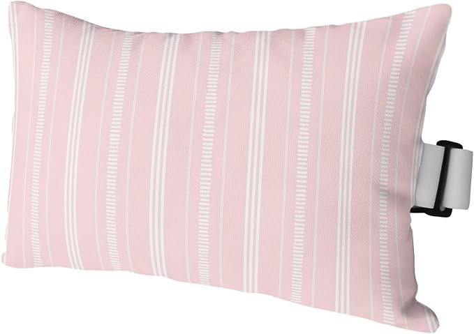 Outdoor Lumbar Pillow 11x16 Inch, Boho Pink Waterproof Throw Pillow Covers with Insert, Minimalist Farmhouse Striped Decorative Chair Cushions for Patio Garden Recliner