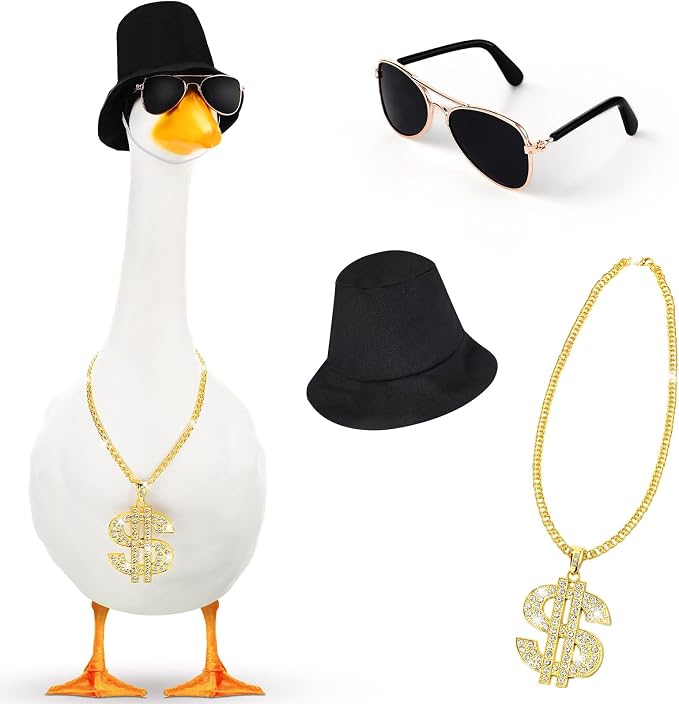 80s/90s Porch Goose Outfit Bucket Hat Halloween Goose Outfit for 17''/23'' Porch Statue Garden Patio Statue Decor