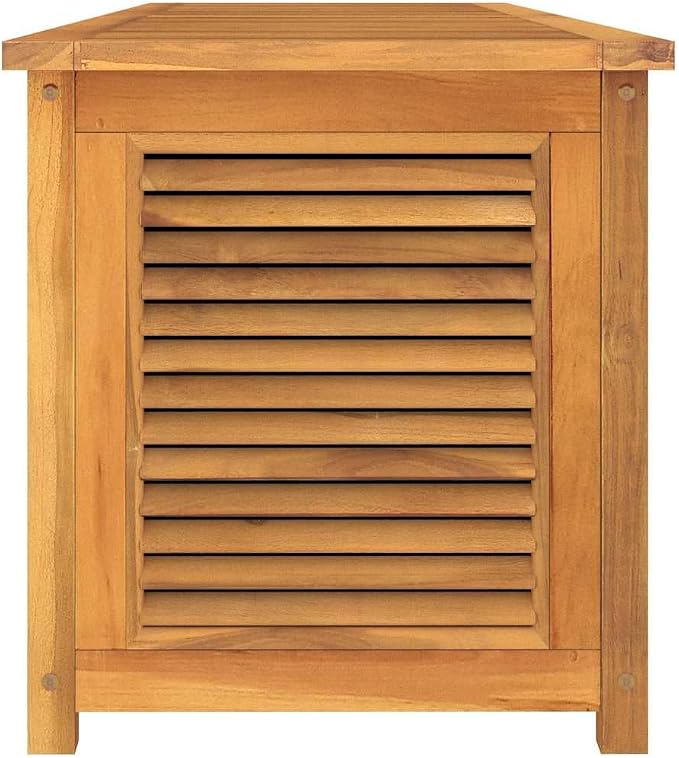 Patio Storage Box with Bag 78.7"x19.7"x21.7" Solid Wood Teak, Patio Storage Boxes