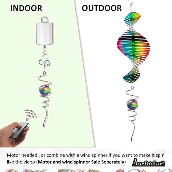 Aoedelyart Multi Color Wind Spinner Tail Gazing Ball Spiral Decorative Wind Spinners Sun Catcher Visual Illusion Wind Spinner Stabilizer Indoor Outdoor Garden Decoration,Garden Gift-13in Height
