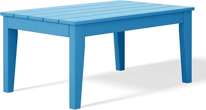 WestinTrends Malibu Low Outdoor HDPE Patio Rectangle Coffee Table, Pacific Blue