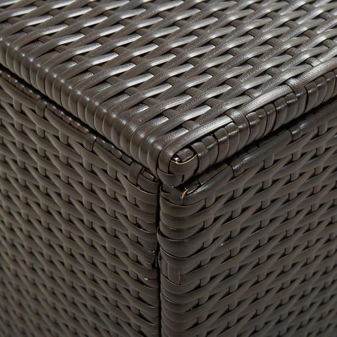 Patio Storage Box Deck Storage Box Outdoor Storage Box Indoor Wicker Storage Bin for Patio Furniture Cushions, Pillows, Garden Tools, Poly Rattan Brown, 39.3"x19.6"x19.6"