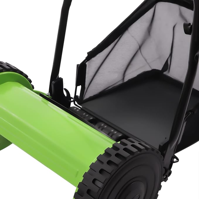 TFCFL Lawn Mower 12 inch Manual Push Reel Lawn Mower with 23L Collection Bag Adjustable Cutting Handle Height Lawn Mower, 5 Blades