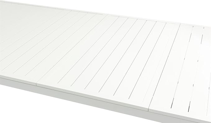 Meridian Furniture 343White-T Maldives Collection Modern | Contemporary Outdoor Patio Extendable Dining Table, White Aluminum Table, 95.5" - 119" W x 43.5" D x 30" H