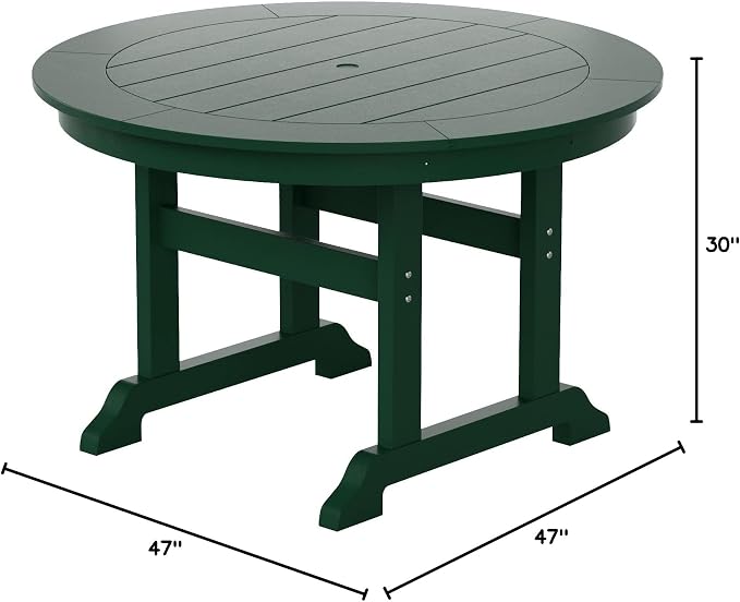 HDPE Laguna 47" Round Dining Table,Dark Green