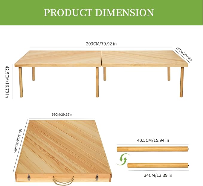 80"x28" Boho Wooden Picnic Table, Portable Outdoor Low Picnic Table with Adjustable Legs 13" & 16" for Floor Seating, Beach, Camping, BBQ, Backyard, 80x28in