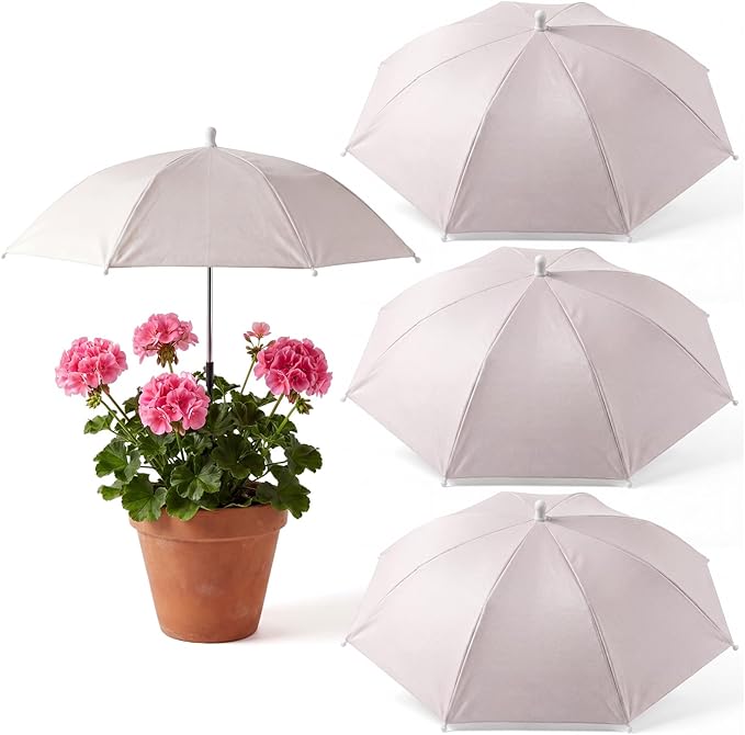 3 Pack Plant Umbrellas for Outdoor Plants Clear Transparent Plant Shade Umbrellas 23.6 Inch with Straight Pole for Potted Plants Seedlings Flowers Garden Beds