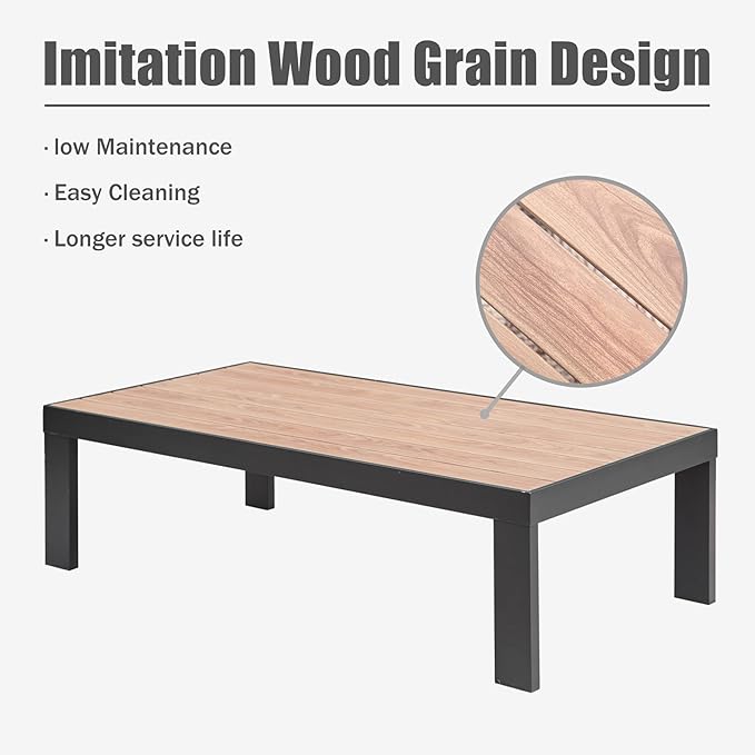 Domi Patio Conversation Set 4 Pieces, Aluminum Outdoor Patio Furniture with Coffee Table, All-Weather Modern Deep Seating Sofa Set with Cushions (Spring Coil Seat Cushion) -Red