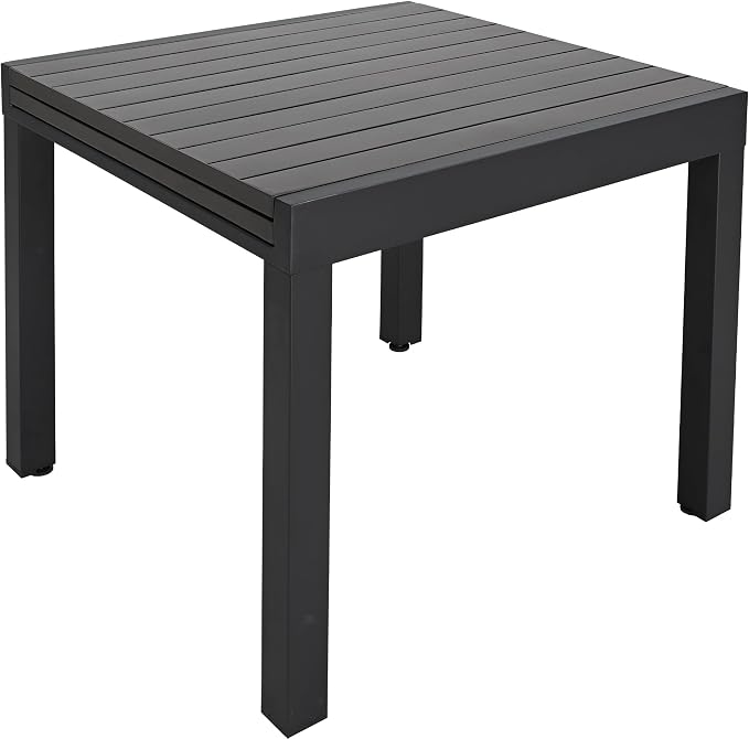 Expandable Patio Dining Table for 4-6 Person, Aluminum Extendable Outdoor Table, 32"-65" Adjustable Patio Table, Square/Rectangular Outdoor Accent Table for Garden, Backyard, Poolside, Black