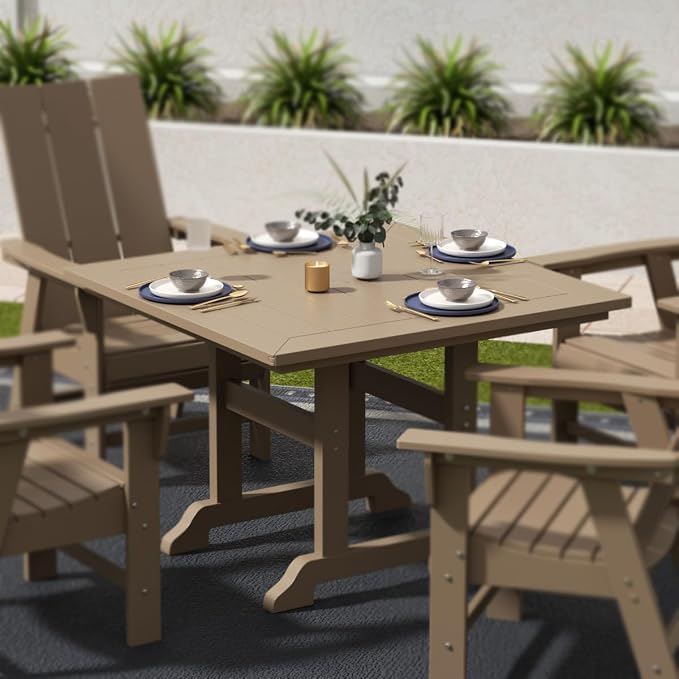 HDPE Laguna 43" Square Dining Table,Weathered Wood