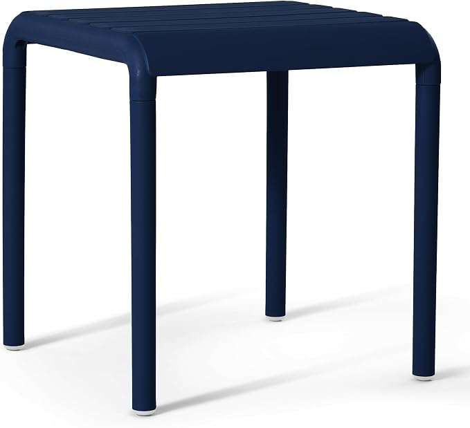 WestinTrends Playa Plastic Modern Outdoor Patio Accent Side Tables (Set of 2), Navy Blue