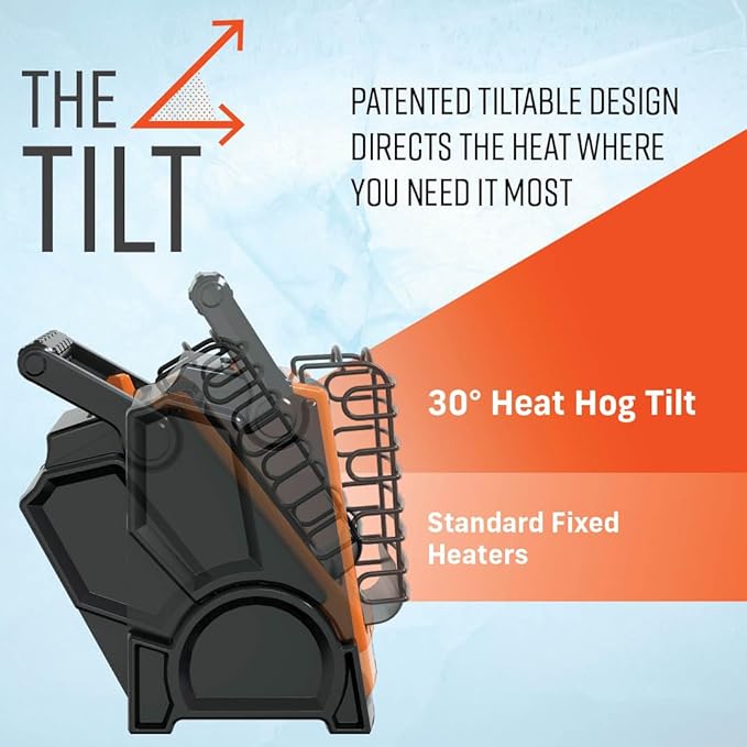 Heat Hog 9,000 BTU Portable Propane Radiant Space Heater, Indoor, Outdoor, Garage, Camping, Outdoor Sports, Boating, RVs, Tiltable Design, Gas Powered