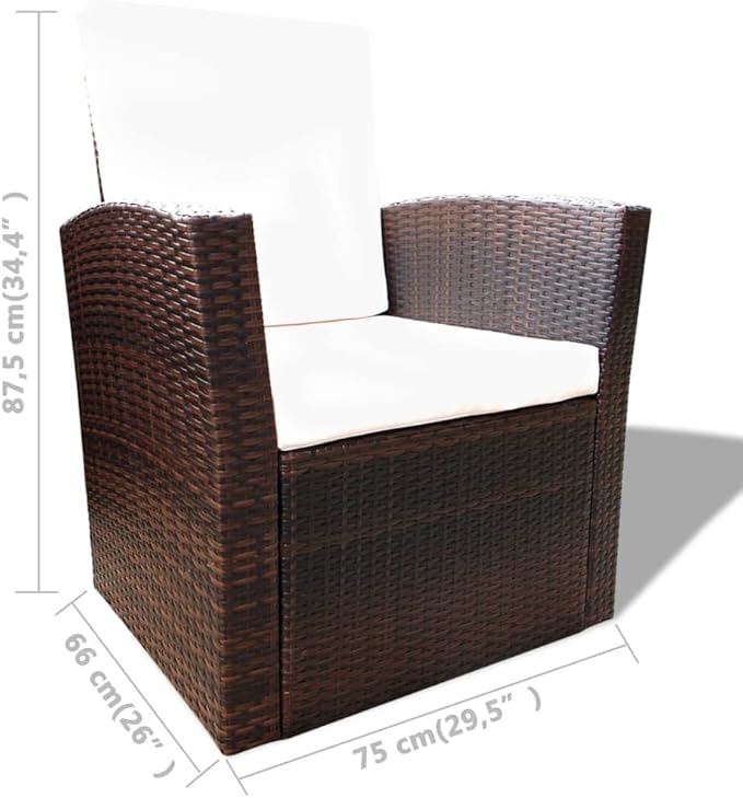 Patio Lounge Set with Cushions,Outdoor Patio Furniture,Conversation Furniture,Patio Furniture Sets,for Terrace,Garden,Backyard,4 Piece Poly Rattan Brown