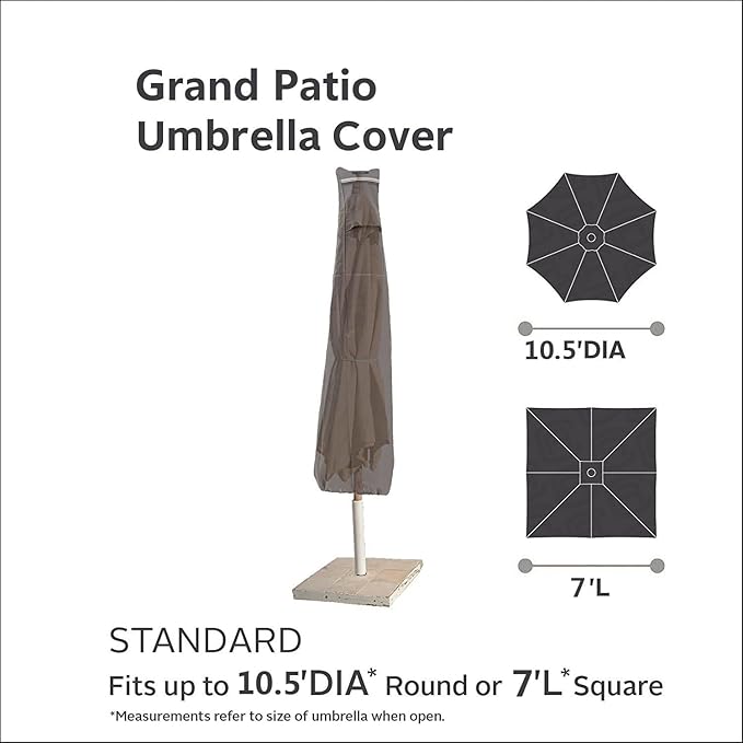 Grand Patio Weather-Resistant Patio Umbrella Cover for 9 to 10.5 FT Patio Umbrellas, Water-Resistant Market Umbrella Cover, Beige