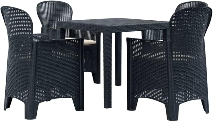 Bistro Set,Patio Lounge Set,Outdoor Patio Furniture,Outdoor Chat Conversation Set,Garden Furniture Sets,for Patio,Backyard,Garden,Outdoor,5 Piece Plastic Anthracite Rattan Look