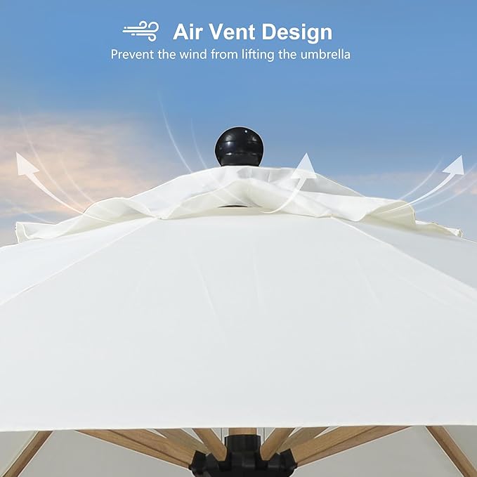 PURPLE LEAF 5' x 8' Patio Umbrella with Base Market Umbrella Rectangular Outdoor Umbrella with Push Button Tilt & Crank and 8 Ribs Aluminum Table Umbrella for Pool Backyard Beach, Cream