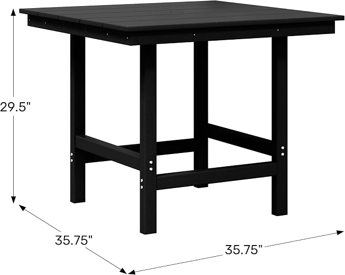 WestinTrends Ashore Outdoor HDPE 36" Square Patio Dining Table with Umbrella Hole, Navy Blue