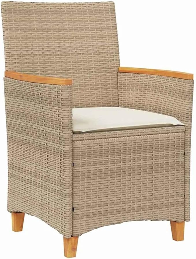 Afuera Living 5 Piece Poly Rattan Patio Dining Set, Brown Finish, Glass Tabletop, Weather-Resistant Steel Frame, UV-Resistant Rattan, Wooden Armrests, Seating for 4, Modern Garden or Terrace Furniture