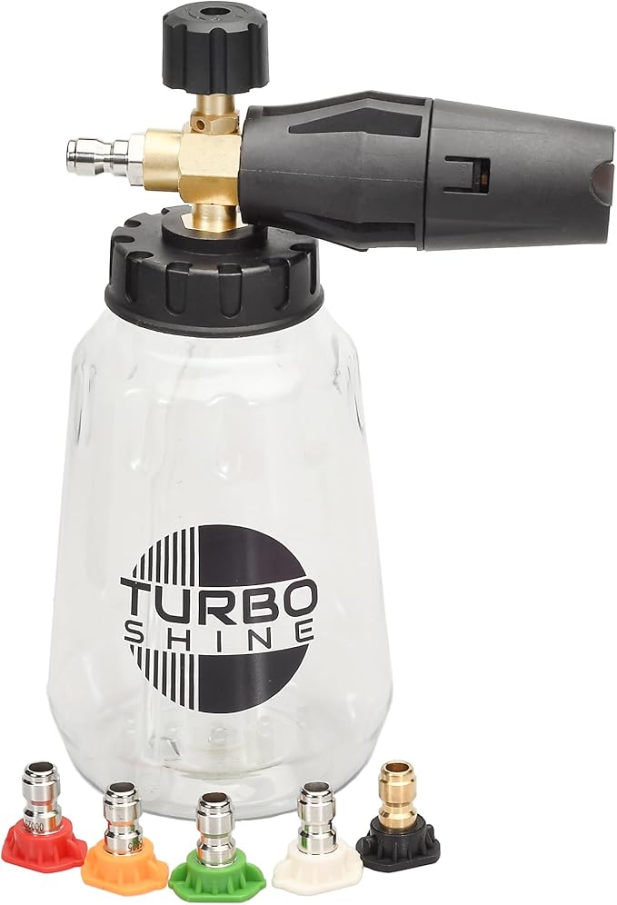 Professional Foam Cannon for Pressure Washer – Wide Mouth Snow Foam Lance with Adjustable Spray Pattern – Heavy Duty Car Wash Soap Dispenser – 1/4" Quick Connector (Clear, 1 Liter)