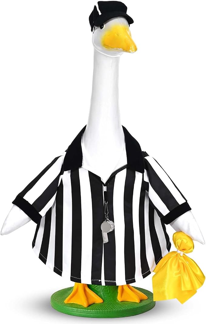 JcHrmers Referee Goose Outfit Referee Shirt Hat Whistle Penalty Flag 23 inch Cement Goose Clothes for Sports Seasons Outdoor Garden Yard Patio Lawn Decoration