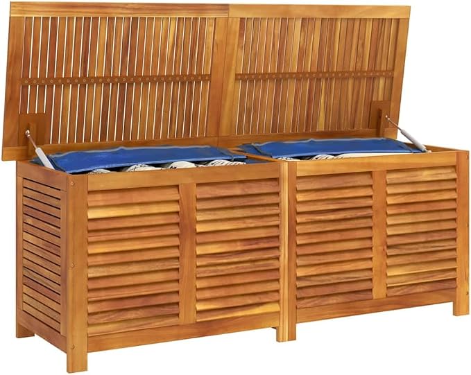 Garden Storage Box Natural Solid Acacia wood 59.1 x 19.7 x 22.0 in,Solid Acacia Wood Garden Storage Box for Outdoor Use – Rustic & Durable Storage Boxes