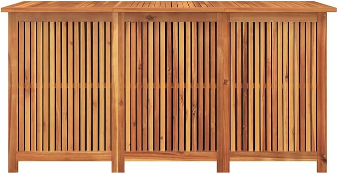 Solid Acacia Wood Garden Storage Box with Water-Resistant Bag for Cushions and Tools, Outdoor and Indoor Use