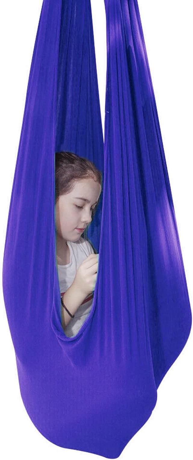 Sensory Swing for adults Indoor kids Therapy Swing Adjustable Calming Snuggle Hammock durable soft strong fabric swing Great for Sensory Integration stimulation ( Color : Royal blue , Size : 1M x 2.8M