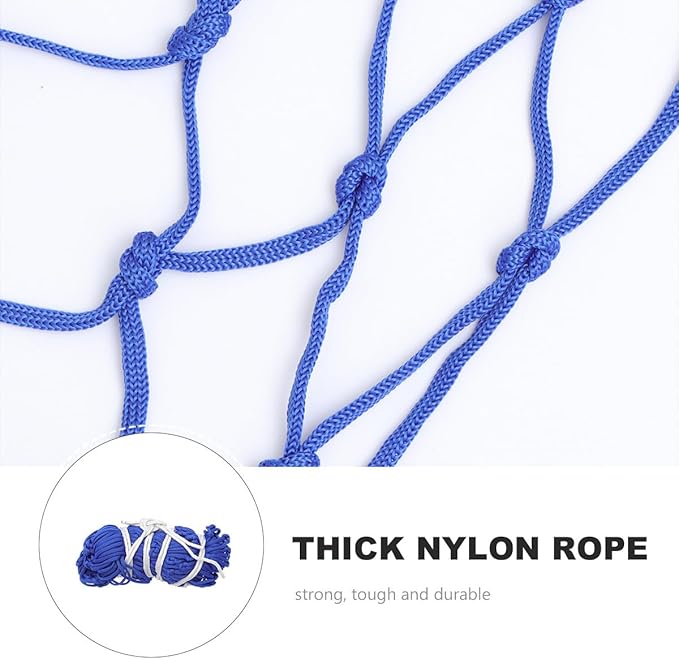 Happyyami Portable Outdoor Hammock Blue Nylon Mesh Leisure Camping Hammock 230x80cm with 5.5mm Thick Rope for Travel and Garden Relaxation