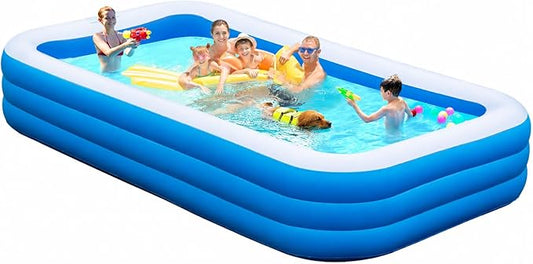 Large Inflatable Pool for Adults & Kids, 120" x 70" x 22" Blow Up Pool, Thickened Full-Sized Family Kiddie Pool for Outdoor Water Play & Summer Fun