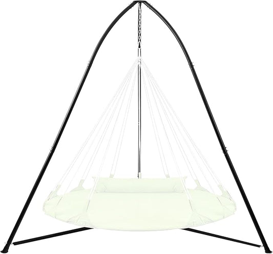 Tripod Hammock Chair Stand for Multi-Use, Heavy-Duty Hammock Chair Stand for Indoor & Outdoor, with Height Adjustable Triangular Design, 330 lbs Capacity, Easy Assembly, Stand Only - Black