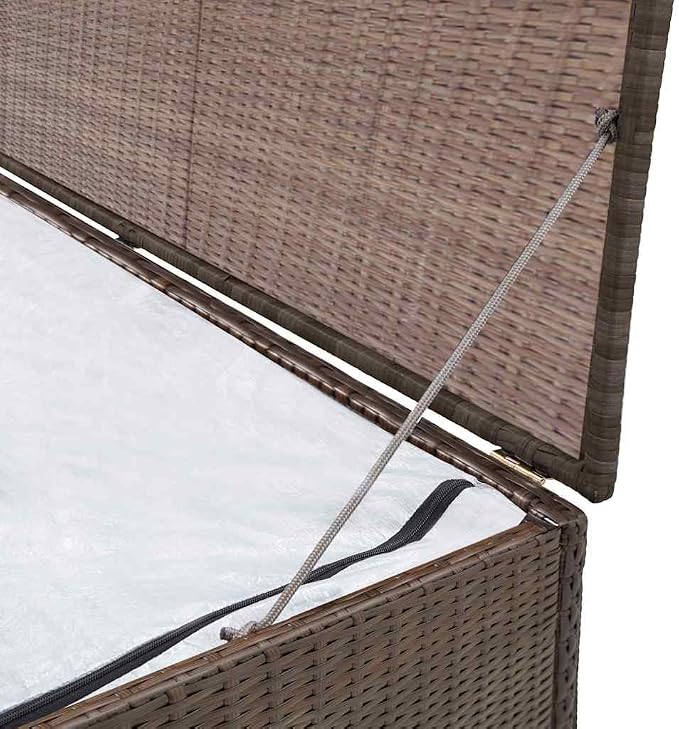 Patio Storage Box Outdoor PE Rattan 47.2"x19.7"x23.6" Brown Garden Deck Box with Steel Frame Weather-Resistant Furniture for Pool Toys Cushions